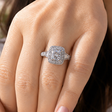 Load image into Gallery viewer, Round Cut IGI Certified Diamonds Halo Engagement Ring 14k Solid White Gold Wedding Ring Filigree Antique Style 1.75ctw
