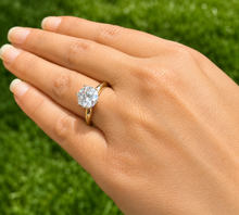 Load image into Gallery viewer, Round Cut Moissanite Engagement Ring Solitaire Six Prong Set Minimalist 14k Solid Yellow Gold Bridal Ring For Her Women's Wedding Set 3.00ct