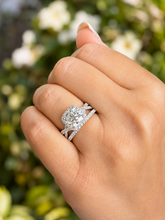 Load image into Gallery viewer, Cushion Cut and Round Cut Sides Diamond Engagement Ring And Matching Band IGI 14k Solid White Gold Deco Style Halo Wedding Set 3.00ct F-VS2