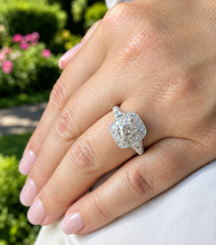 Load image into Gallery viewer, Round Cut IGI Certified Diamonds Halo Engagement Ring 14k Solid White Gold Wedding Ring Filigree Antique Style 1.75ctw