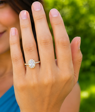 Load image into Gallery viewer, Oval Shape Center and Round Cut Sides IGI Certified Diamond Engagement Ring Halo 14k Solid Yellow Gold Wedding Bridal Ring For Her 2.00ctw