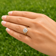 Load image into Gallery viewer, Round Cut Moissanite Engagement Ring Solitaire Six Prong Set Minimalist 14k Solid Yellow Gold Bridal Ring For Her Women's Wedding Set 3.00ct