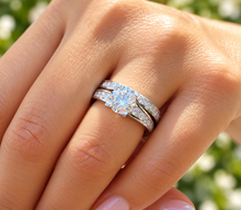 Load image into Gallery viewer, GIA Certified Round Cut Natural Diamonds Engagement Ring And Matching Band Bridal Wedding Set In 14k Solid White Gold 3.00ctw