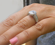 Load image into Gallery viewer, GIA Certified Natural Cushion Cut Diamond Engagement Ring Bezel Set Wedding Ring Halo Bridal Ring 14k Solid White Gold Propose Ring 1.70ctw