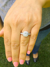 Load image into Gallery viewer, GIA Certified Natural Cushion Cut Diamond Engagement Ring Bezel Set Wedding Ring Halo Bridal Ring 14k Solid White Gold Propose Ring 1.70ctw