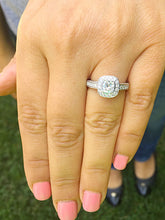 Load image into Gallery viewer, GIA Certified Natural Cushion Cut Diamond Engagement Ring Bezel Set Wedding Ring Halo Bridal Ring 14k Solid White Gold Propose Ring 1.70ctw