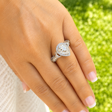 Load image into Gallery viewer, Pear Shape And Round Cut Sides Diamonds Engagement Ring IGI Certified 14k White Gold Bridal Ring Halo Wedding Ring antique Style 2.70 F-VS2