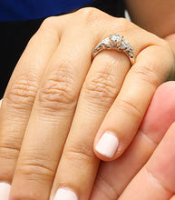 Load image into Gallery viewer, GIA Certified Natural Round Cut Diamond Engagement Ring And Matching Band Antique Style Filigree Bridal Wedding Set 14k White Gold 1.00ctw