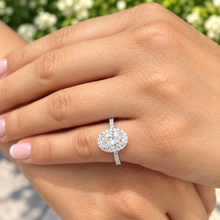 Load image into Gallery viewer, Oval Shape Moissanite And Round Cut Sides Engagement Ring Halo Style Wedding Ring Bridal Women Propose Ring 14k Solid White Gold 2.50ctw