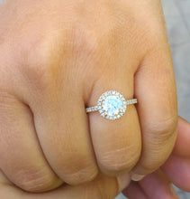 Load image into Gallery viewer, GIA Certified Round Cut Natural Diamond Engagement Ring Halo Wedding Ring Propose Bridal Ring Prong Set Propose Ring 14k Yellow Gold 1.50ctw