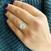 Load image into Gallery viewer, GIA Certified Natural Oval Shape And Round Cut Sides Diamond Engagement Ring Halo Wedding Ring Propose Ring 14k Solid Yellow Gold 1.90ctw