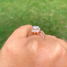 Load image into Gallery viewer, GIA Certified Round And Baguettes Cut Natural Diamond Engagement Ring Antique Style Wedding Bridal Prong Halo 14k Solid Rose Gold 1.55ctw