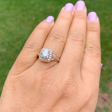 Load image into Gallery viewer, GIA Certified Round And Baguettes Cut Natural Diamond Engagement Ring Antique Style Wedding Bridal Prong Halo 14k Solid Rose Gold 1.55ctw