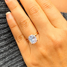 Load image into Gallery viewer, IGI Certified Cushion Cut Diamond Engagement Ring Solitaire Wedding Ring Four Prong Bridal Ring 14K Solid Rose Gold Propose Ring 4.00 G-VS2