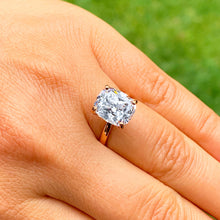 Load image into Gallery viewer, IGI Certified Cushion Cut Diamond Engagement Ring Solitaire Wedding Ring Four Prong Bridal Ring 14K Solid Rose Gold Propose Ring 4.00 G-VS2