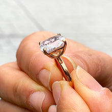 Load image into Gallery viewer, IGI Certified Cushion Cut Diamond Engagement Ring Solitaire Wedding Ring Four Prong Bridal Ring 14K Solid Rose Gold Propose Ring 4.00 G-VS2