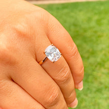 Load image into Gallery viewer, IGI Certified Cushion Cut Diamond Engagement Ring Solitaire Wedding Ring Four Prong Bridal Ring 14K Solid Rose Gold Propose Ring 4.00 G-VS2
