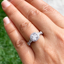Load image into Gallery viewer, GIA Certified Cushion Cut And Round Cut Sides Natural Diamonds Engagement Ring Bezel Set Halo 14k Solid White Gold Bridal Wedding Ring 1.65ctw