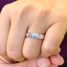 Load image into Gallery viewer, GIA Certified Natural Emerald Cut Diamond Ring 14k Solid White Gold Engagement Ring Semi Tension Set Ring Bridal Solitaire Ring 1.00ctw