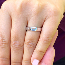 Load image into Gallery viewer, GIA Certified Natural Emerald Cut Diamond Ring 14k Solid White Gold Engagement Ring Semi Tension Set Ring Bridal Solitaire Ring 1.00ctw