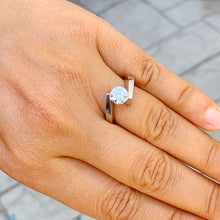 Load image into Gallery viewer, GIA Certified Natural Round Cut Engagement Ring Tension Set Solitaire 14k Solid And Heavy White Gold Wedding Ring Bridal Women's Ring 1.00ct