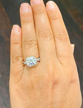 Load image into Gallery viewer, GIA Certified Natural Cushion Cut And Round Cut Sides Diamond Engagement Ring 14k Solid White Gold Halo Twisted Shank Wedding Ring 2.35ctw