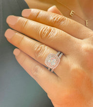 Load image into Gallery viewer, GIA Certified Natural Cushion Cut Diamond Egagement Ring And Band Double Halo Bridal Wedding Set 14k Solid White Gold Matching Band 1.90ctw