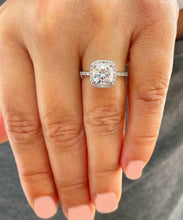 Load image into Gallery viewer, GIA Certified Natural Natural Cushion Cut And Round Cut Sides Diamond Engagement Ring Bridal Wedding Halo Propose 14K Solid White Gold 2.00ctw