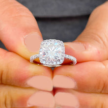 Load image into Gallery viewer, GIA Certified Natural Natural Cushion Cut And Round Cut Sides Diamond Engagement Ring Bridal Wedding Halo Propose 14K Solid White Gold 2.00ctw