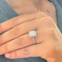 Load image into Gallery viewer, GIA Certified Natural Natural Cushion Cut And Round Cut Sides Diamond Engagement Ring Bridal Wedding Halo Propose 14K Solid White Gold 2.00ctw