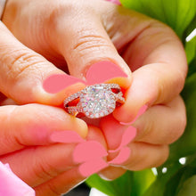 Load image into Gallery viewer, GIA Certified Natural Cushion Cut and Round Cut Sides Engagement Ring And Matching Band Set Halo Wedding Set 14k Solid Rose Gold 2.30ctw