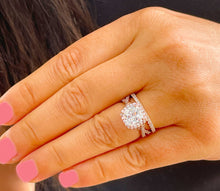 Load image into Gallery viewer, GIA Certified Natural Cushion Cut and Round Cut Sides Engagement Ring And Matching Band Set Halo Wedding Set 14k Solid Rose Gold 2.30ctw