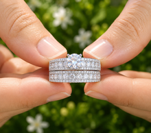 Load image into Gallery viewer, IGI Certified Round Cut Diamond Engagement Ring And Matching Band Bridal Set 14k Solid White Gold Women's Wedding Set For Her 3.00ctw F-VS2