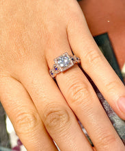 Load image into Gallery viewer, GIA Certified Natural Round Cut Natural Diamonds And Sapphire Engagement Ring Halo Bridal Ring 14K Solid Rose Gold Wedding Propose Ring 2.00