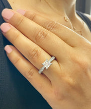 Load image into Gallery viewer, GIA Certified Natural Princess Cut Diamond Engagement Ring Halo Bridal Ring Three Sided Wedding Ring 14k Solid White Gold Propose Ring 2.10ctw