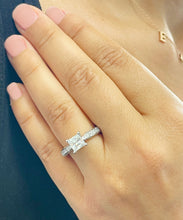 Load image into Gallery viewer, GIA Certified Natural Princess Cut Diamond Engagement Ring Halo Bridal Ring Three Sided Wedding Ring 14k Solid White Gold Propose Ring 2.10ctw