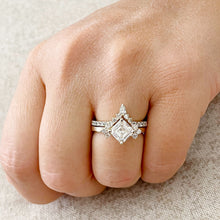 Load image into Gallery viewer, GIA Certified Natural Asscher Cut And Round And Pear Shape Sides Diamond Engagement Ring And Matching Band 14k Solid Yellow Gold 1.80ctw
