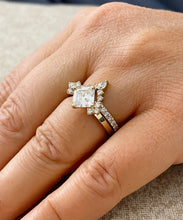 Load image into Gallery viewer, GIA Certified Natural Asscher Cut And Round And Pear Shape Sides Diamond Engagement Ring And Matching Band 14k Solid Yellow Gold 1.80ctw