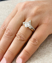 Load image into Gallery viewer, GIA Certified Natural Asscher Cut And Round And Pear Shape Sides Diamond Engagement Ring And Matching Band 14k Solid Yellow Gold 1.80ctw
