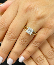 Load image into Gallery viewer, GIA Certified Natural Princess Cut Natural Diamond Engagement Ring Bridal Wedding Solitaire Ring Four Prong Set 14K Solid Yellow Gold 1.70ct