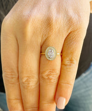 Load image into Gallery viewer, GIA Certified Natural Oval Cut And Round Cut Sides Engagement Ring Bezel Set 14k Solid Yellow Gold Bridal Propose Ring Minimalist 1.20ctw