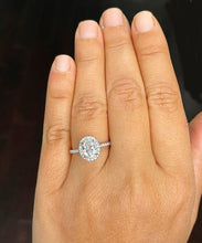 Load image into Gallery viewer, GIA Certified Natural Oval Shape And Round Cut Sides Diamond Engagement Ring Halo Bridal Wedding Ring 14k Solid White Gold Minimalist 1.60ctw
