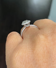 Load image into Gallery viewer, GIA Certified Natural Oval Shape And Round Cut Sides Diamond Engagement Ring Halo Bridal Wedding Ring 14k Solid White Gold Minimalist 1.60ctw