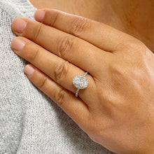 Load image into Gallery viewer, GIA Certified Natural Oval Shape And Round Cut Sides Diamond Engagement Ring Halo Bridal Wedding Ring 14k Solid White Gold Minimalist 1.60ctw