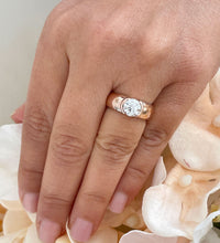 Load image into Gallery viewer, GIA Certified Natural Round Cut Natural Diamond Engagement Ring Semi Bezel Set Bridal Ring 14k Solid Rose Gold Wedding Propose Ring 1.00ct