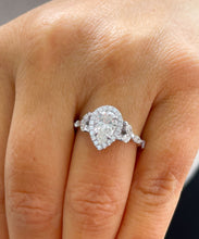 Load image into Gallery viewer, GIA Certified Pear Shape And Round And Marquee Sides Natual Diamond Engagement Ring Halo Wedding Ring 14k Solid White Gold Bridal Ring 2.20ctw