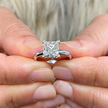 Load image into Gallery viewer, GIA Certified Princess Cut Natural Diamond Engagement Ring Bridal Wedding Anniversary Solitaire Four Prong Set 14k Solid White Gold 1.50ct