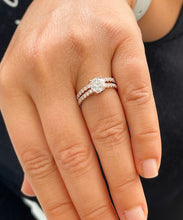 Load image into Gallery viewer, GIA Certified Natural Cushion And Round Cut Sides Diamond Engagement Ring And Matching Band Wedding Bridal Set 14k Solid Rose Gold 1.40ctw