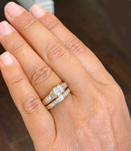 Load image into Gallery viewer, GIA Certified Princess Cut And Round Cut Sides Diamond Engagement Ring And Matching Band Bridal Ring 14k Solid Yellow Gold Wedding Set 2.60ctw