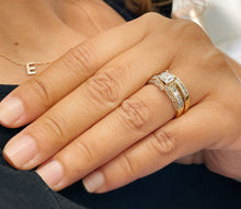 Load image into Gallery viewer, GIA Certified Princess Cut And Round Cut Sides Diamond Engagement Ring And Matching Band Bridal Ring 14k Solid Yellow Gold Wedding Set 2.60ctw